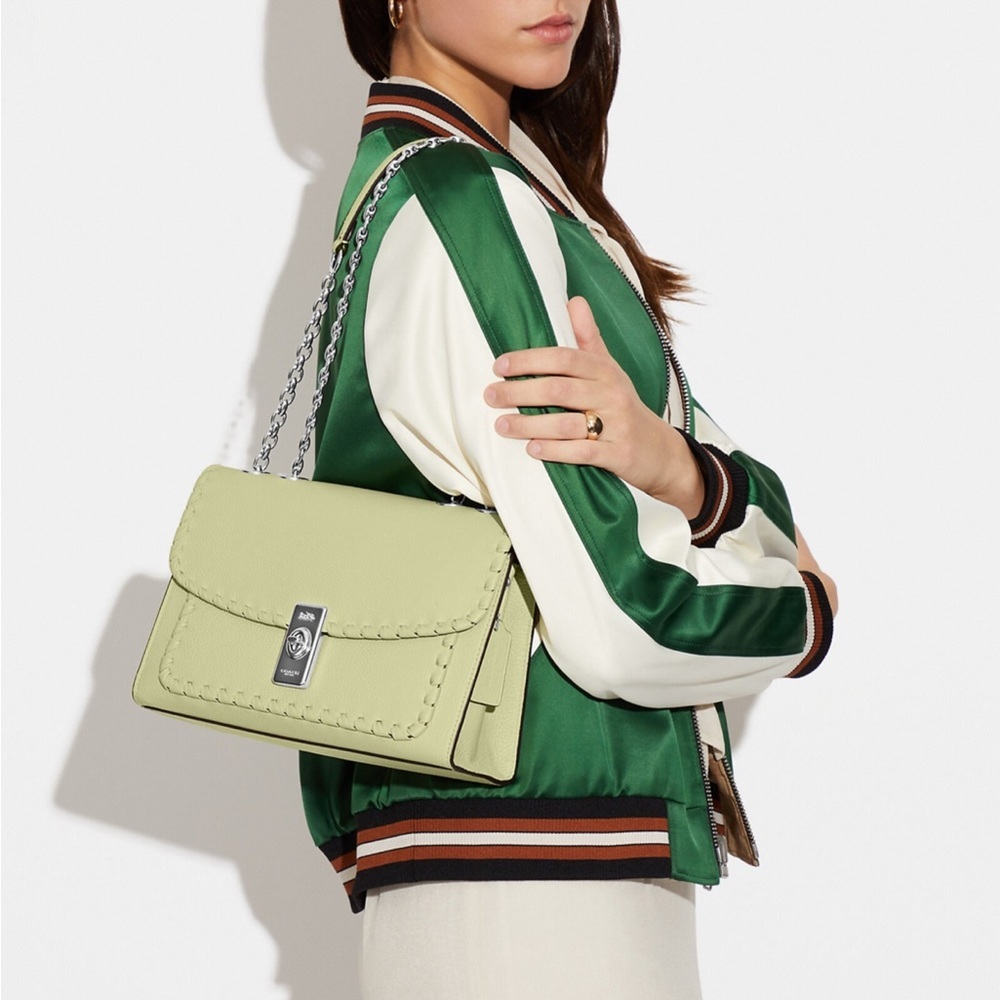 COACH NWT Lane Shoulder Bag With Whipstitch COLOR:
Silver/Pale Lime - Picture 6 of 16